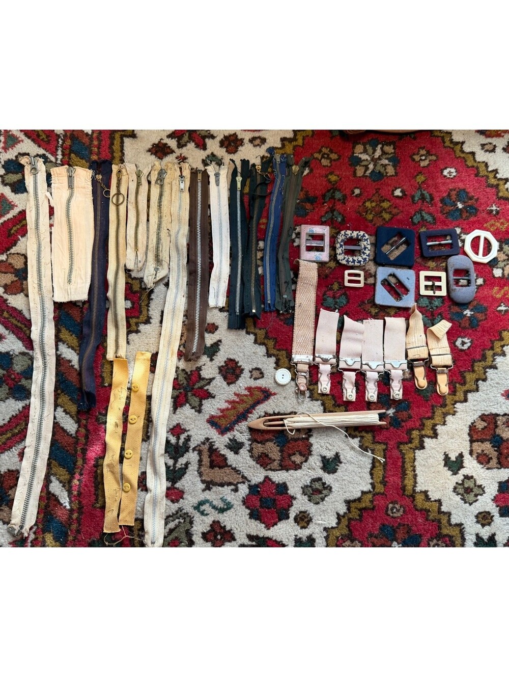 Vintage Sewing Items And Fashion Belt Buckles
